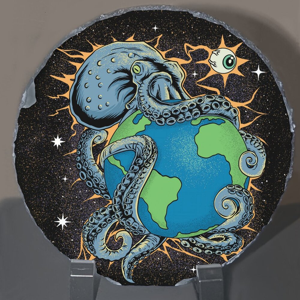 Raw Edge Stone Take What's Your Octopus Natural Art Decorative Art Plaque
